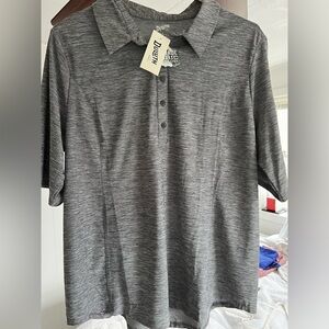 Woman’s size 14 grey cool to the touch grey button t-shirt new with tags
